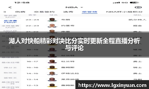湖人对快船精彩对决比分实时更新全程直播分析与评论